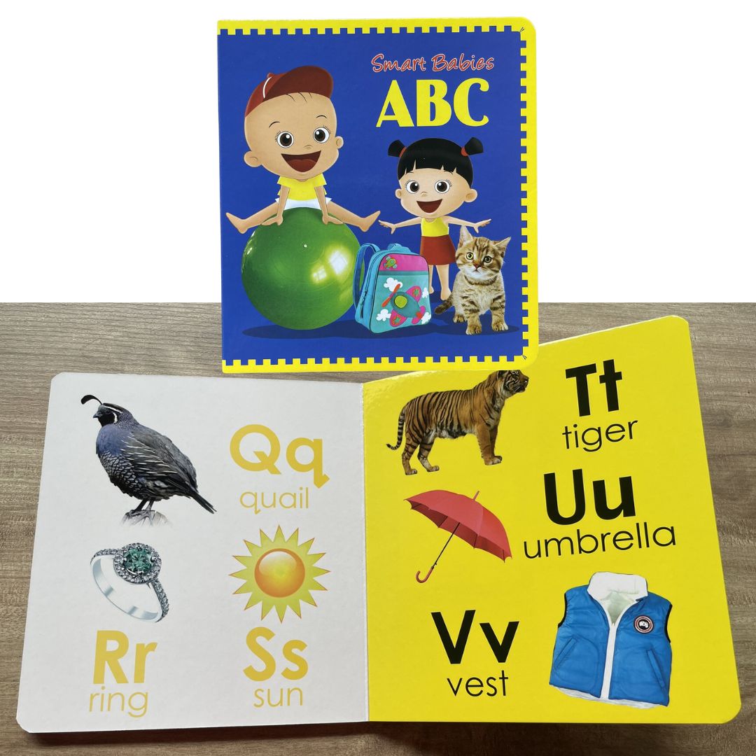 Smart Babies Board Book (ABC / Animals / Numbers / Shapes and Colors) (4 books) no box