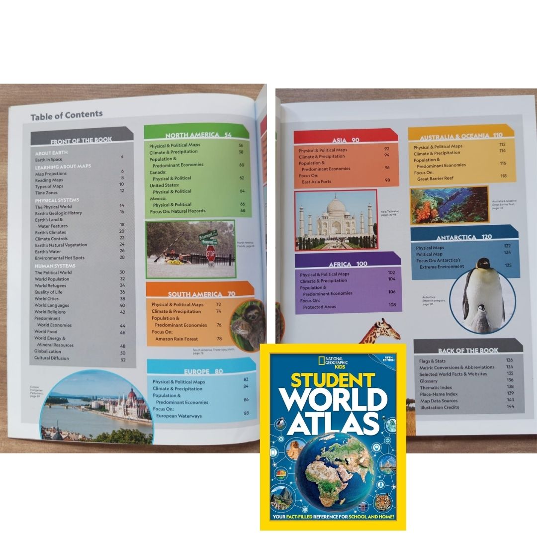 NATGEO National Geographic Kids: Student World Atlas, 5th Edition (USED/Preloved book, Paperback, with slight folds)