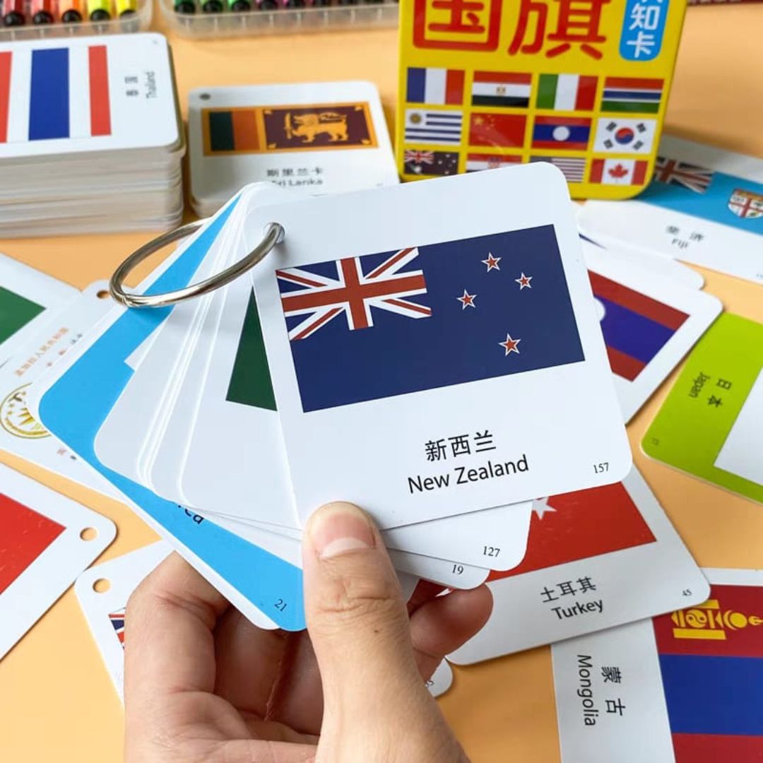 World Flags Flashcards for Kids | 160-Piece Educational Flag Cards | Early Learning Geography Set (Chinese text, brand new)
