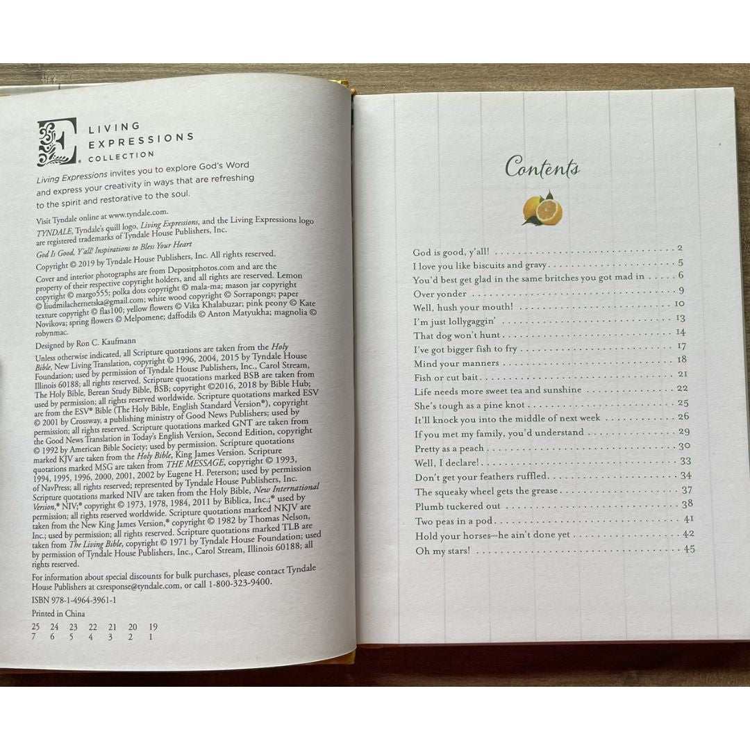God Is Good, Y'all!: Inspirations to Bless Your Heart (brand new Hardcover) - with SLIGHT DENTS on book cover and SLIGHT STAINS on SIDE ONLY of book pages