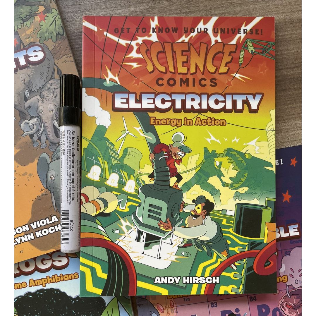 Science Comics (4 books, softcover, no box) (Electricity / Elephants / Frogs / The Periodic Table of Elements)