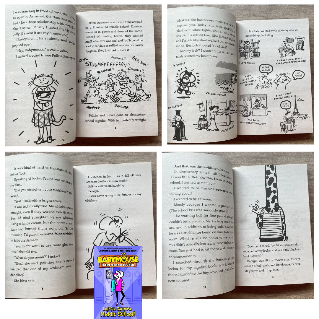 Babymouse Tales from the Locker (3 book series) - brand new softcover chapter books, NO box, with slight dents on the book cover