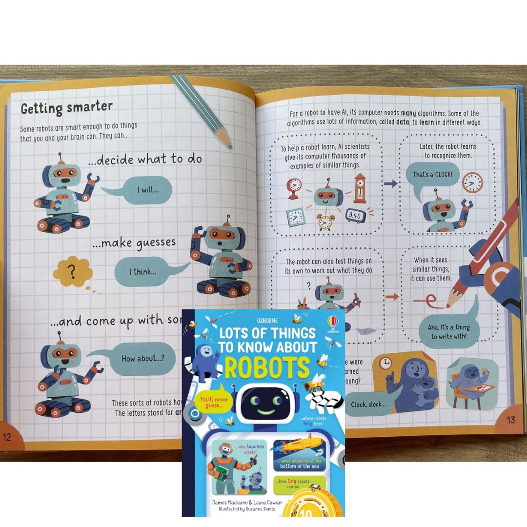 Usborne Lots of Things to Know About ROBOTS (brand new Hardcover) - with SLIGHT DENTS on book cover
