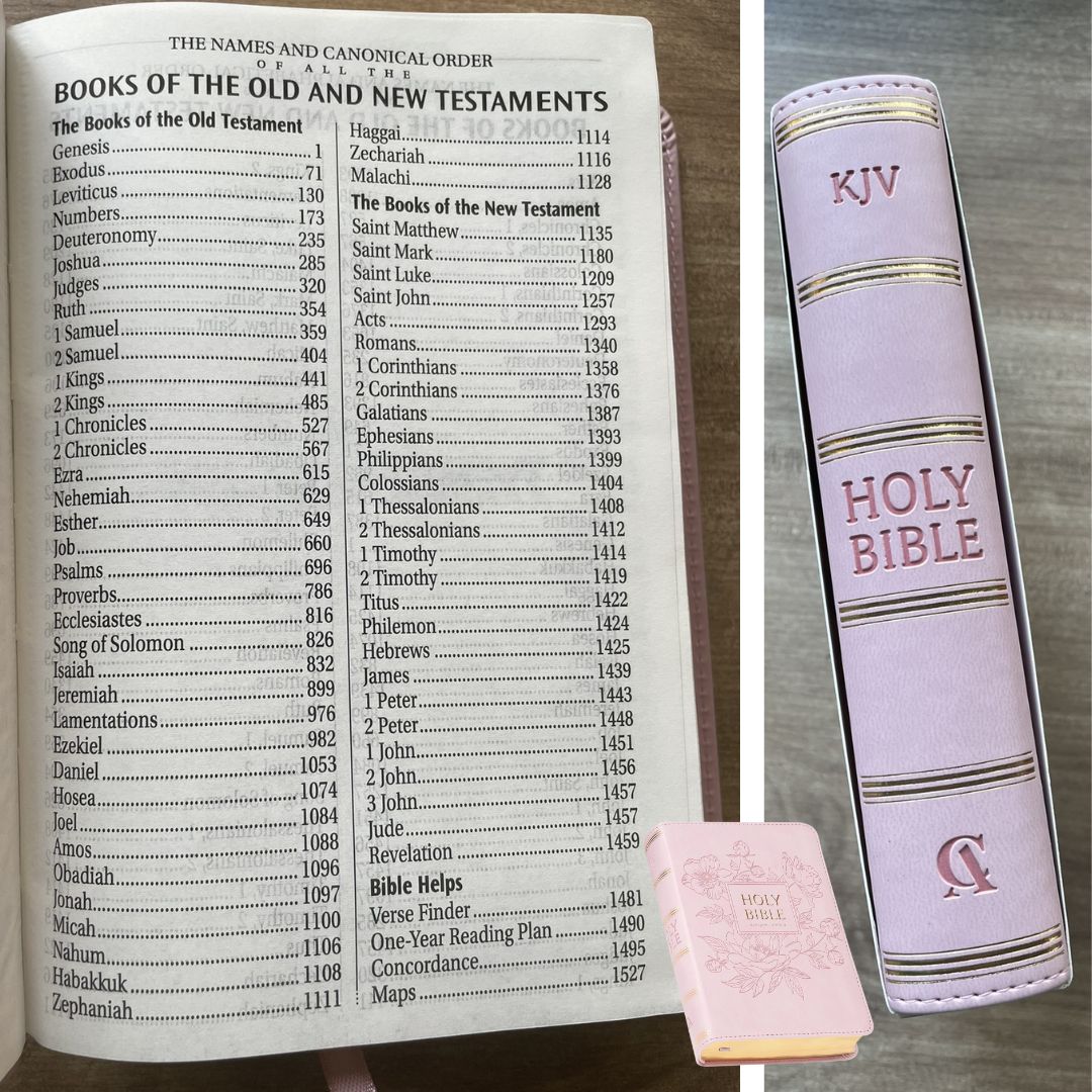 King James Version KJV Holy Bible, Compact Large Print (BALLET PINK Faux Leather, Red Letter, Old and New Testament) SLIPCASE w/ SLIGHT FOLDS