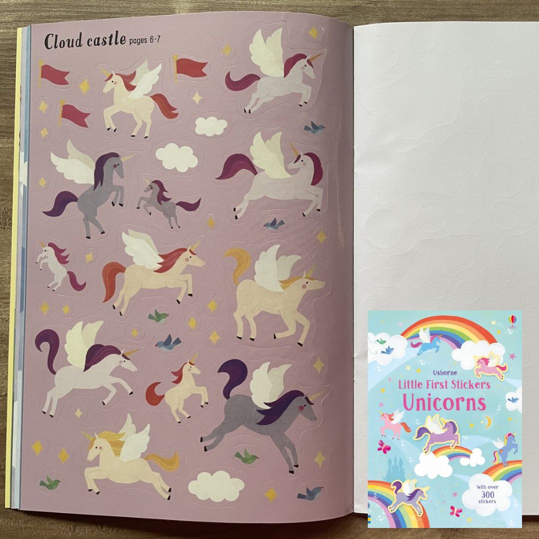 Usborne LITTLE First Stickers (SINGLES) (9.5 by 6.9 inches) Flowers / Football / Love and Kindness / Mermaids
