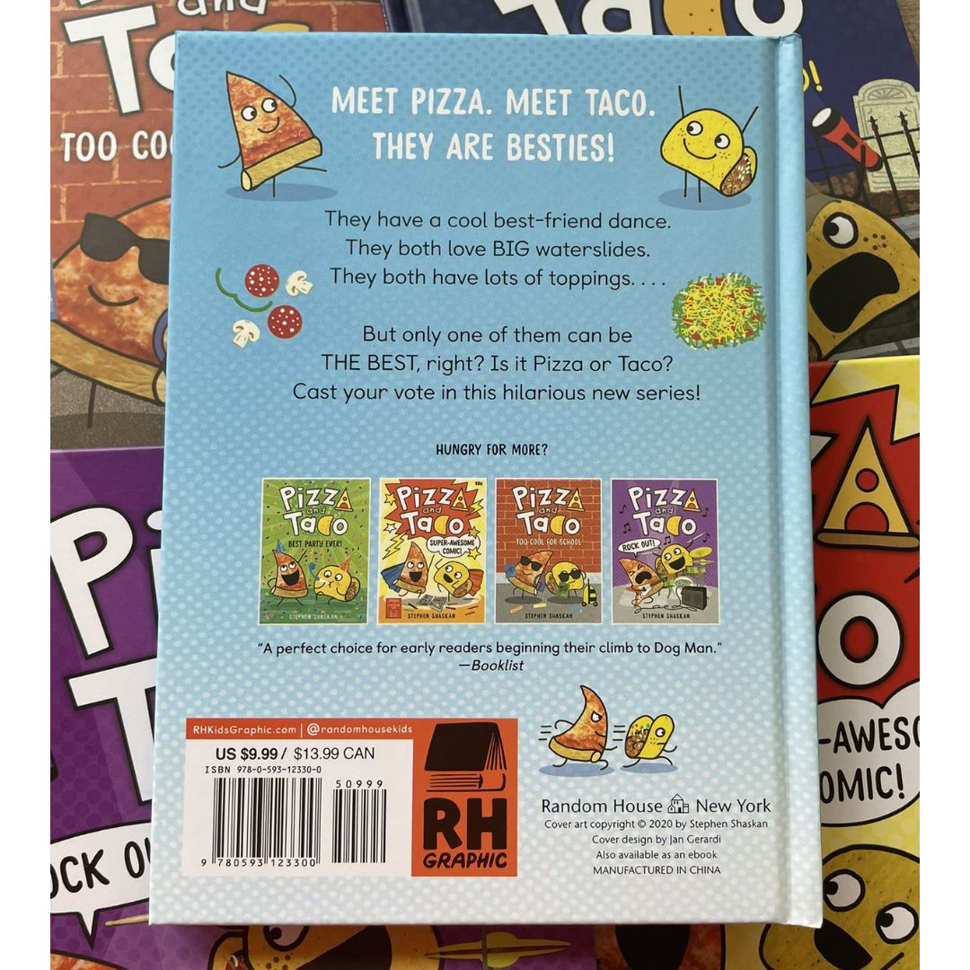 Pizza and Taco, Graphic Novel Series (7 Books) brand new hardcover, no box, with SLIGHT DENTS on book cover
