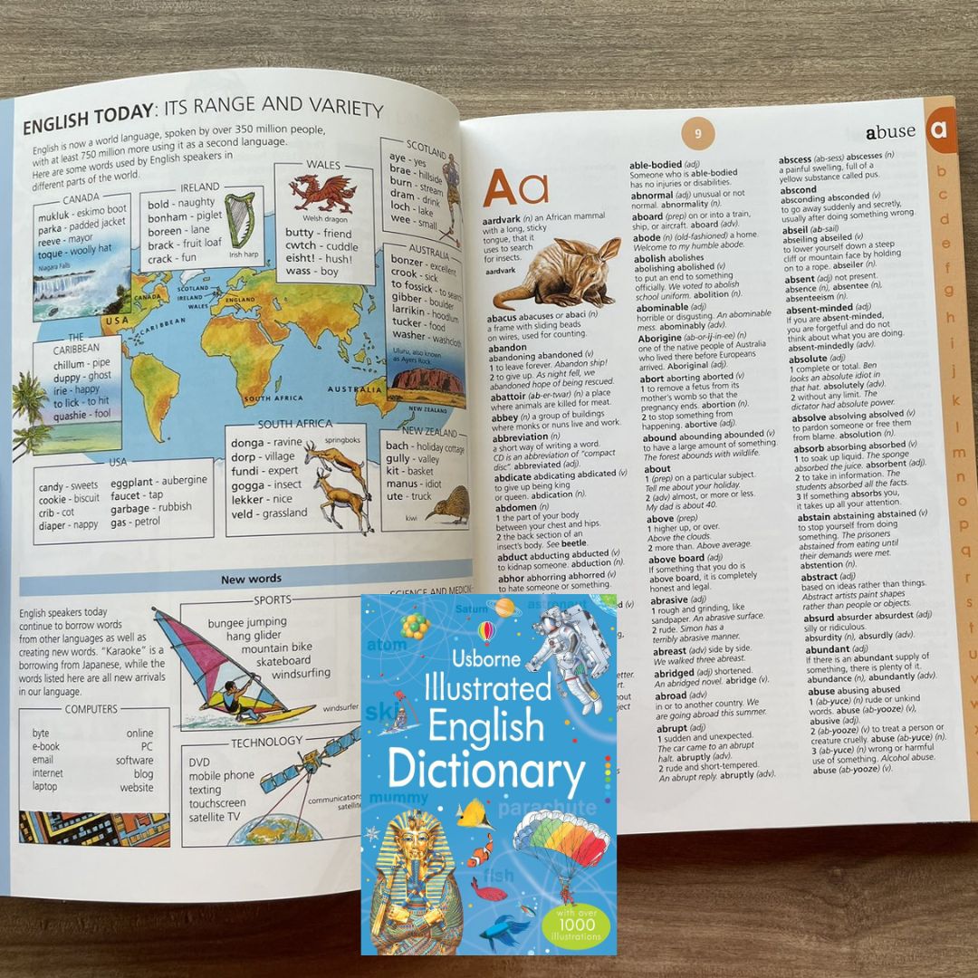 Usborne Illustrated English Dictionary (brand new Softcover, with SLIGHT FOLDS on book cover)