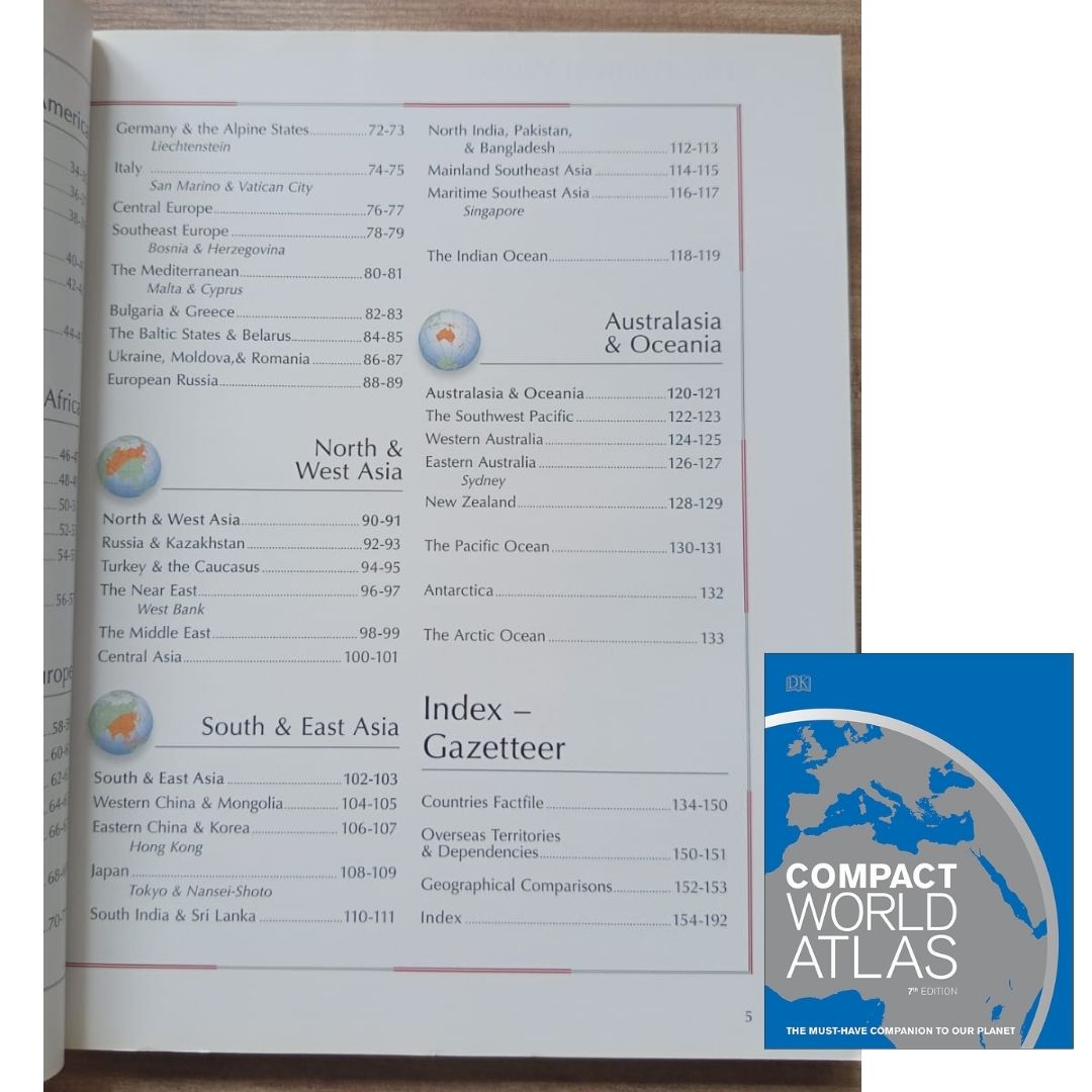DK Compact World Atlas (USED book, softcover, with slight folds on book cover)