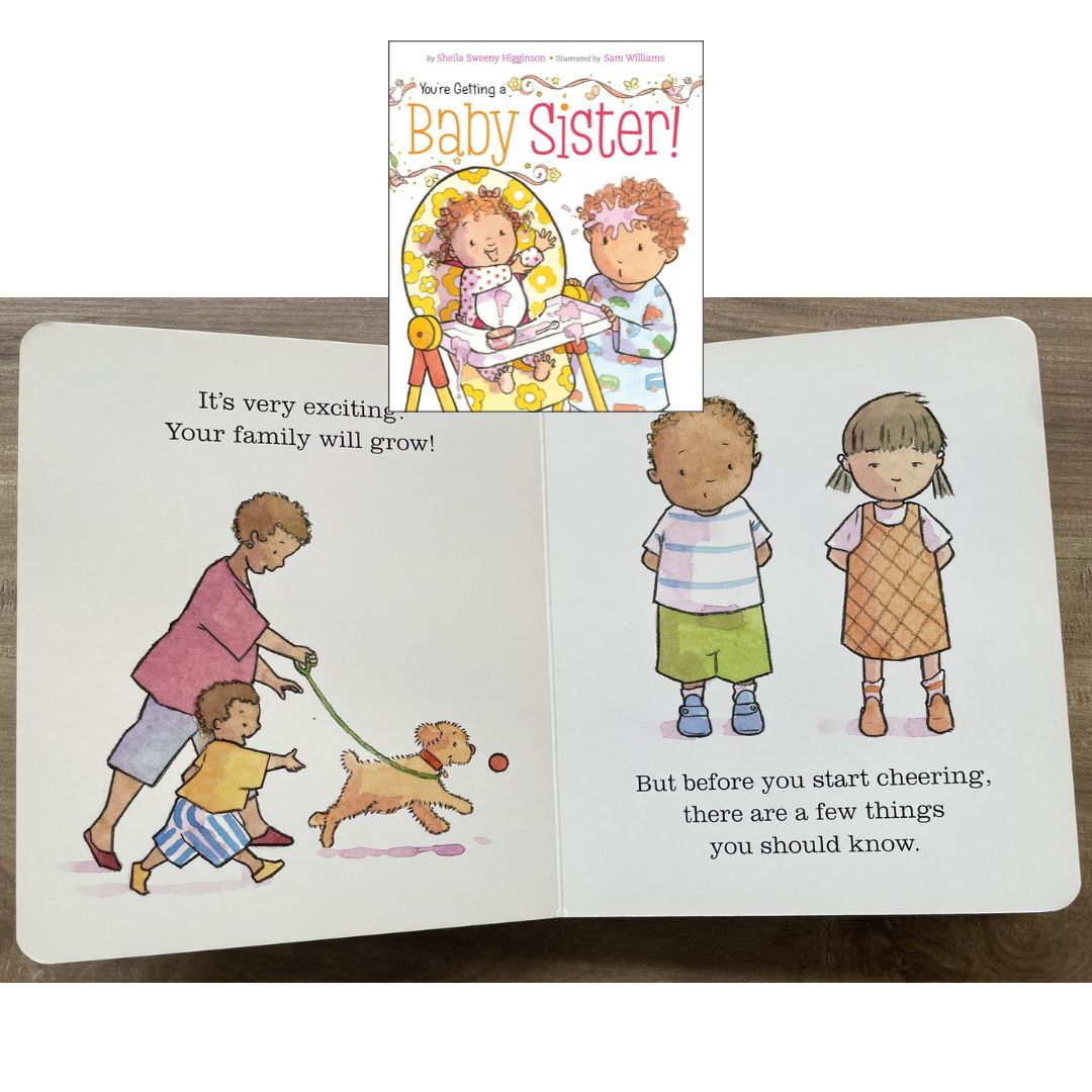 You're Getting a Baby Sister! (brand new Board Book) - with SLIGHT DENTS on book cover