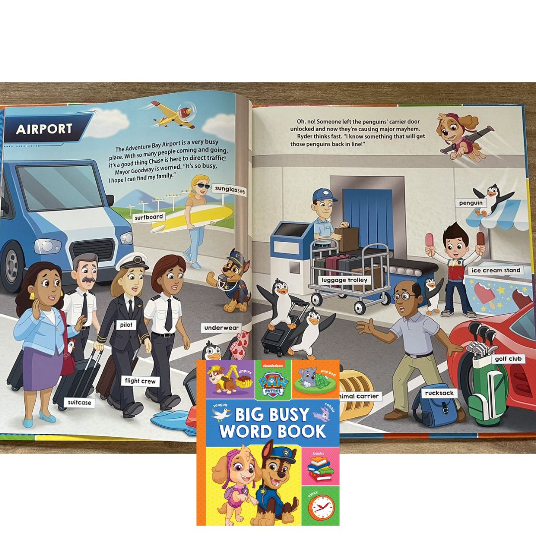 Paw Patrol Big Busy Word Book (brand new Hardcover) - with SLIGHT DENTS on book cover