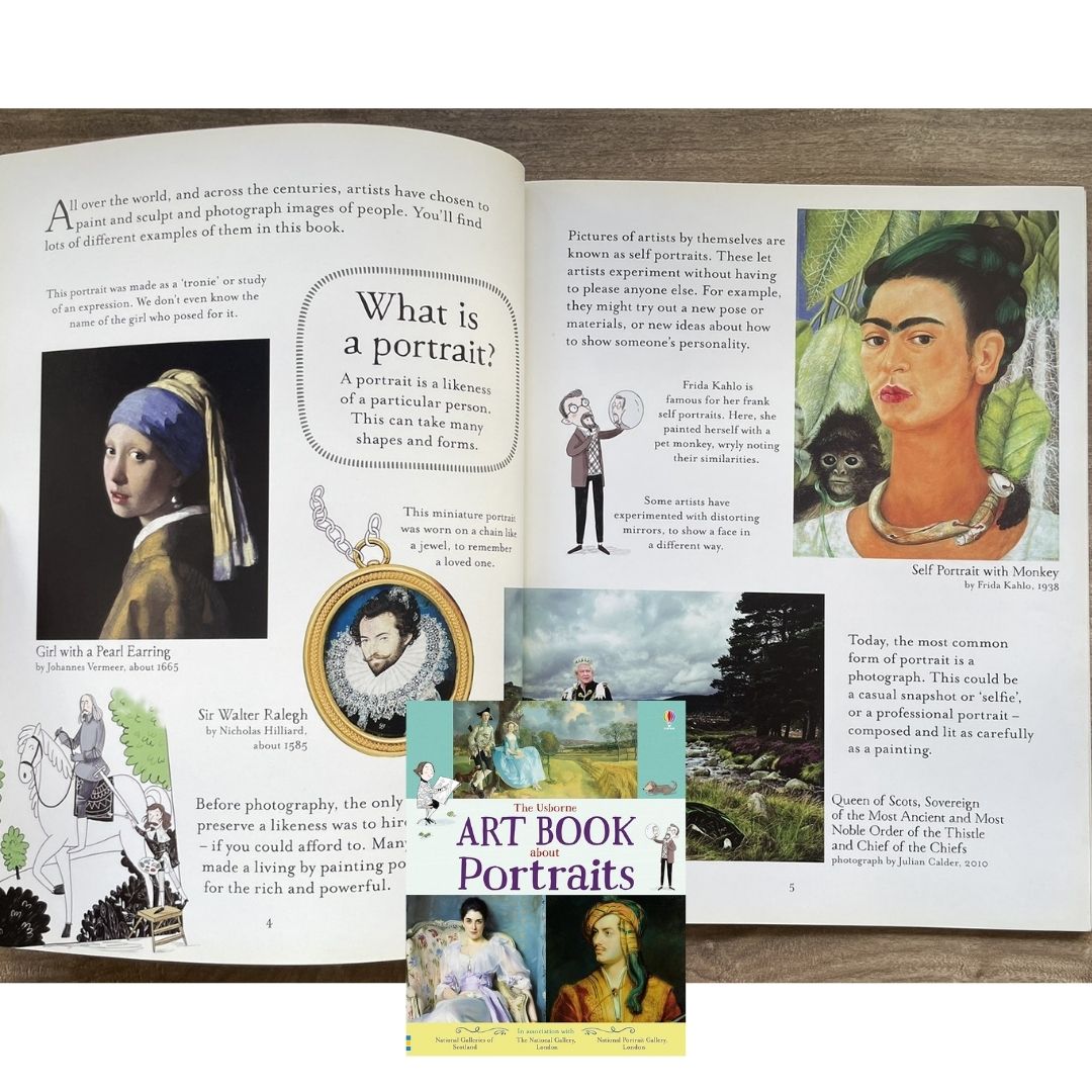 The Usborne Art Book about Portraits (brand new softcover, with SLIGHT FOLDS on book cover)