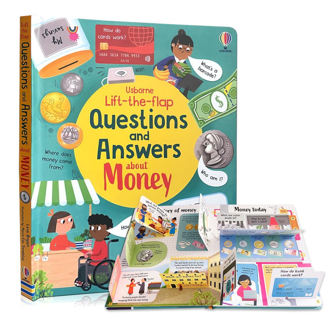 Usborne Lift-the-flap Questions and Answers About (SINGLES, brand new Board Book, w/ SLIGHT DENTS on book cover) Animals / Body / Feelings / Food / Jobs / Money / Nature