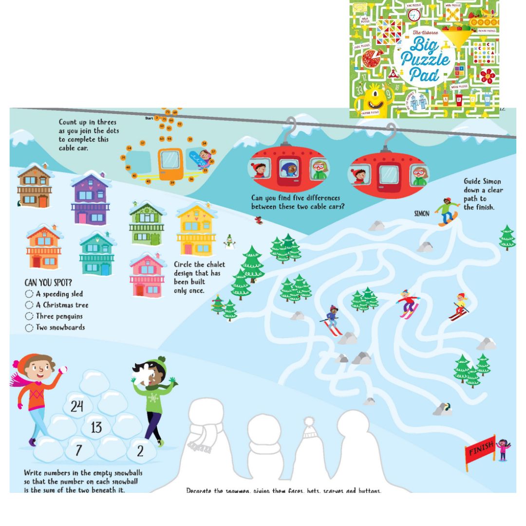 The Usborne Big DOT-TO-DOT / MAZE / PUZZLE Pad (SINGLES, brand new softcover, JUMBO tear-off activity pads) - Book cover with SLIGHT FOLDS
