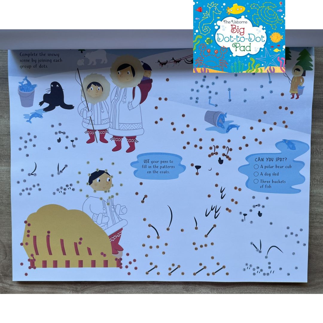 The Usborne Big DOT-TO-DOT / MAZE / PUZZLE Pad (SINGLES, brand new softcover, JUMBO tear-off activity pads) - Book cover with SLIGHT FOLDS