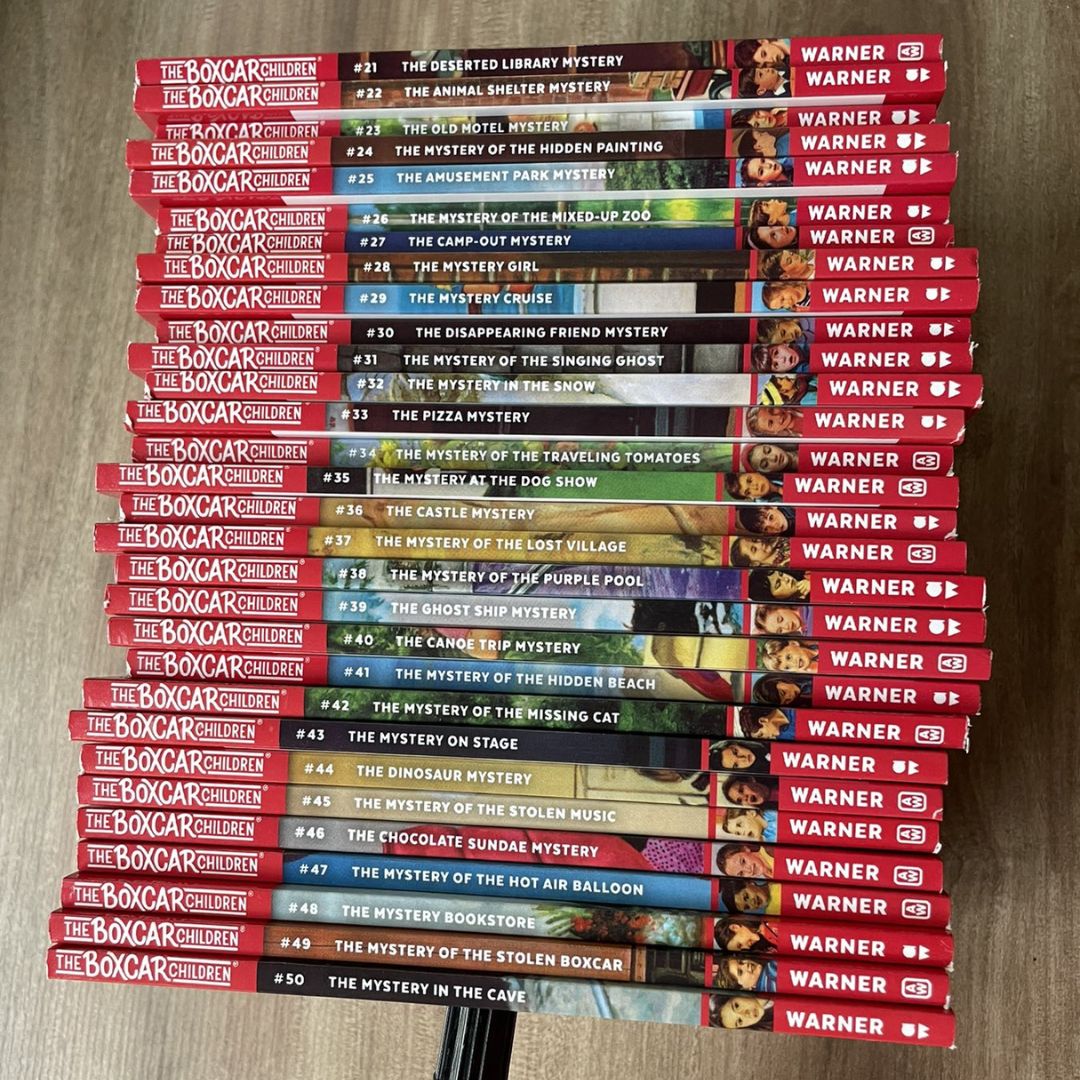 The Boxcar Children Mysteries #21-50 (30 books) brand new softcover, no box, with SLIGHT TEARS on the edges of the book covers