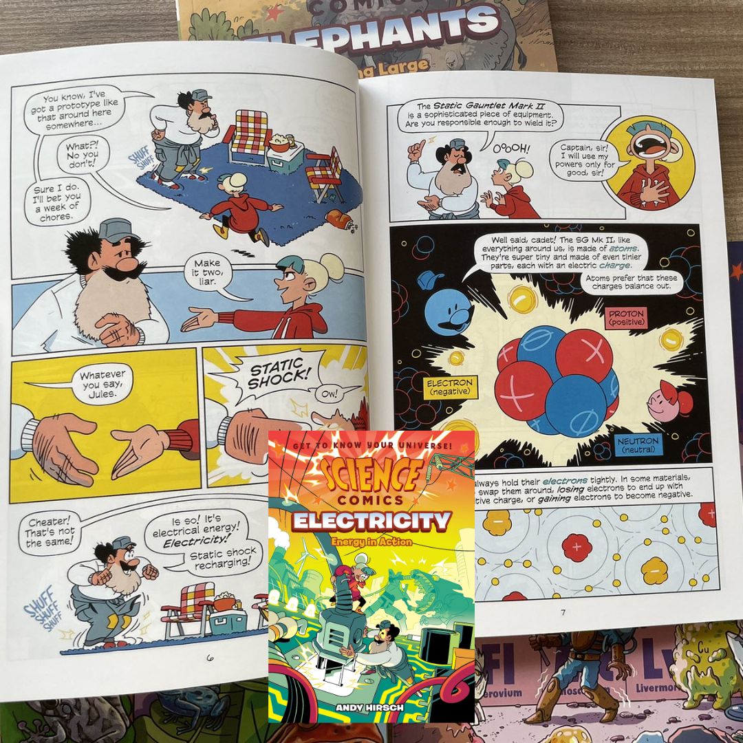Science Comics (4 books, softcover, no box) (Electricity / Elephants / Frogs / The Periodic Table of Elements)