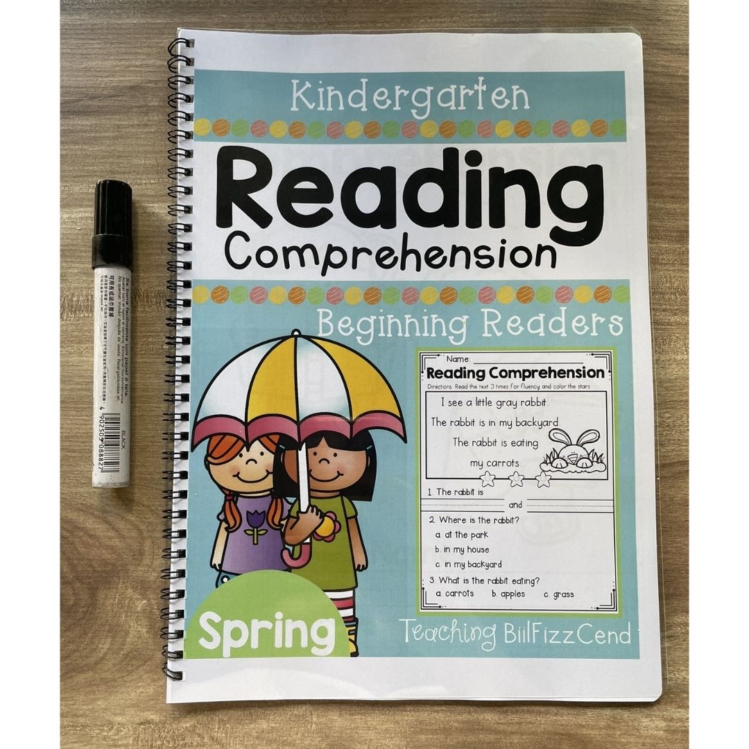 Kindergarten Reading Comprehension Workbook | Beginning Readers | Phonics-Based Sentences | Trace, Color &amp; Comprehension | Spiral Bound | Scan Audio (SINGLES)