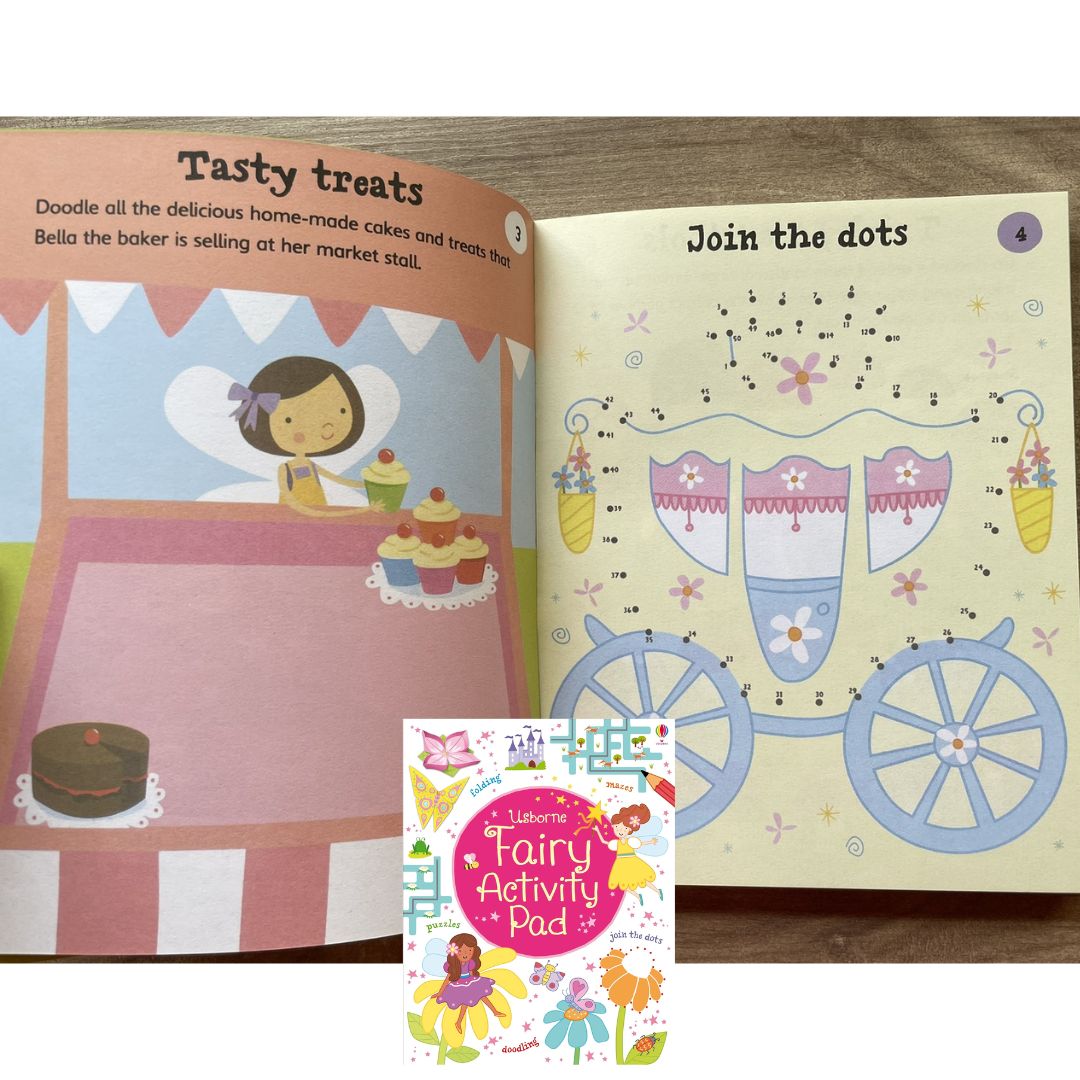Usborne FAIRY Activity Pad (Tear-off pages, brand new Softcover, 6.1 by 7.7 inches, with SLIGHT FOLDS)