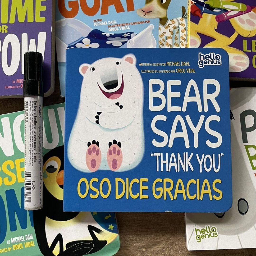 Hello Genius BOARD BOOKS (SINGLES) Little Dinos Don't Push / Just Breathe Bear / Little Lion Shares etc (book covers with SLIGHT DENTS)