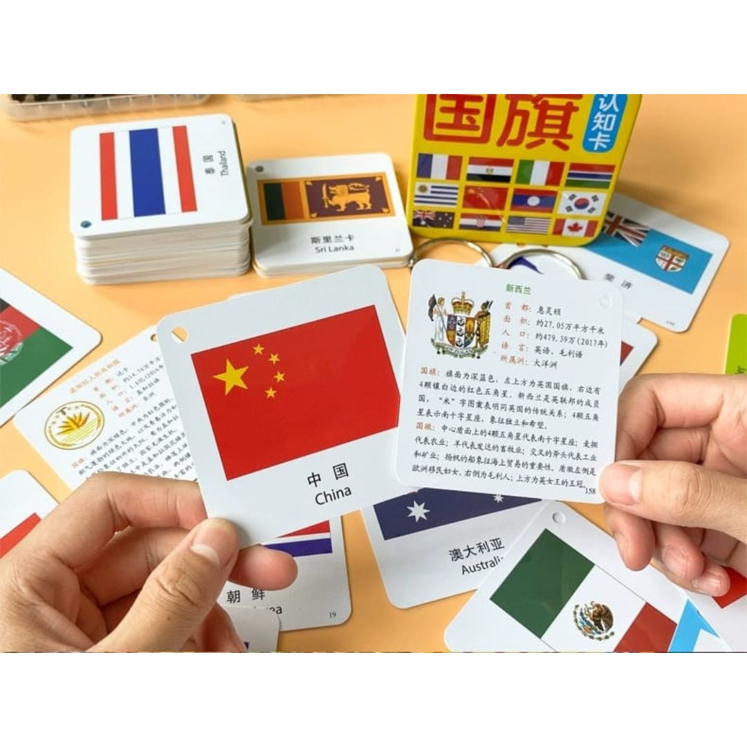 World Flags Flashcards for Kids | 160-Piece Educational Flag Cards | Early Learning Geography Set (Chinese text, brand new)