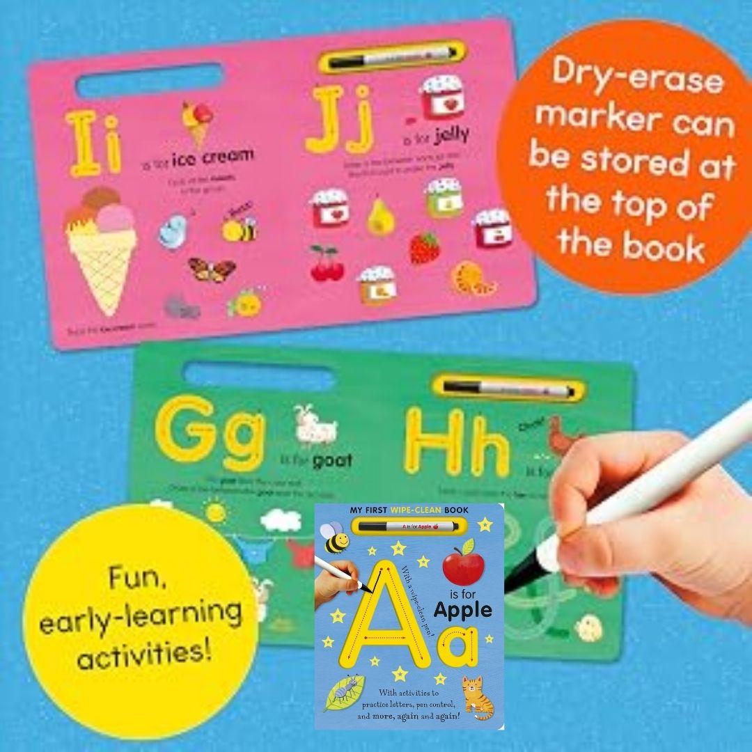 A is for Apple Wipe-Clean: My First Wipe-Clean Book with 1 free erasable black pen (brand new board book, SLIGHT DENTS book cover)