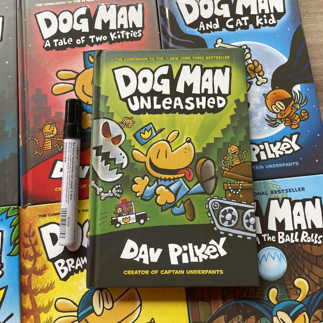 Dog Man set of 17 hardcover books, no box (slight dents and tears on book covers, book pages no damage)
