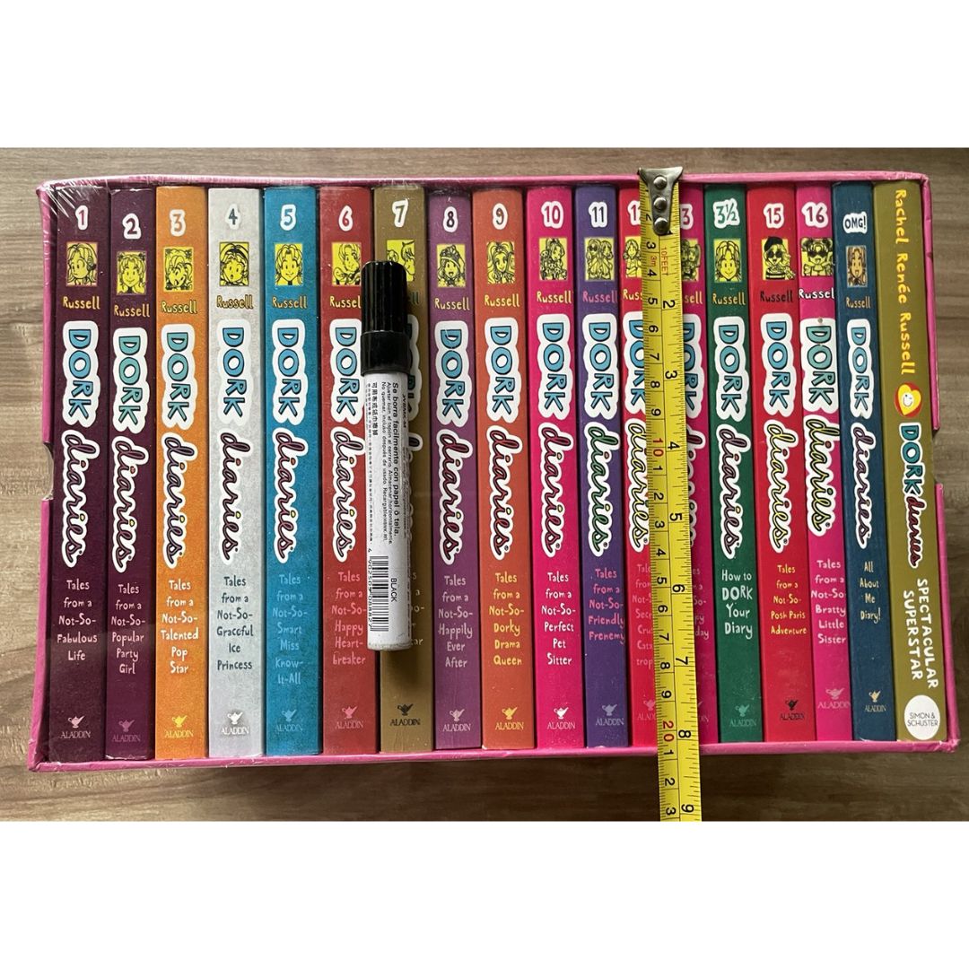 Dork Diaries 18 books (brand new softcover, BOX SET w/ slight DENTS,  8 by 5.5 inches each book)