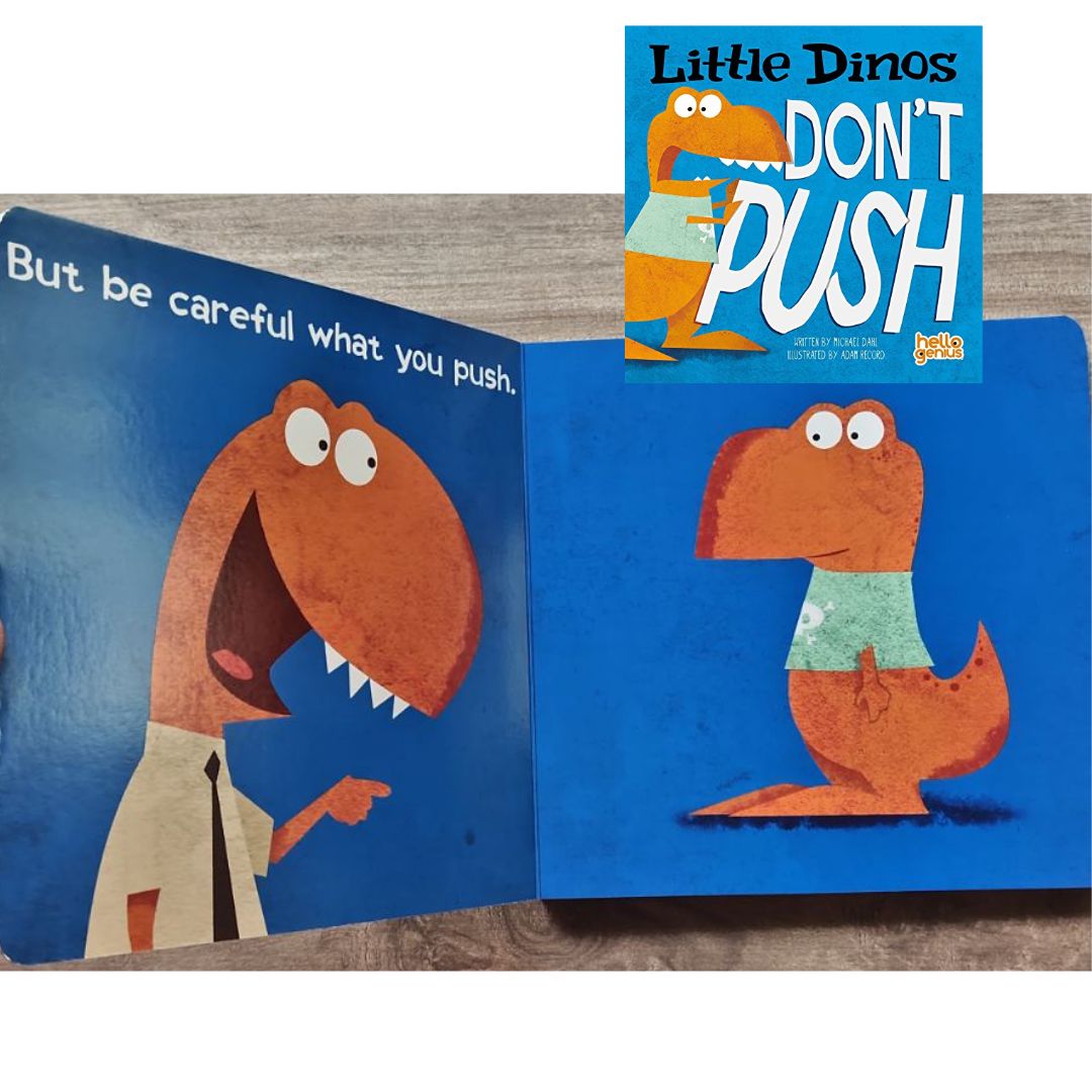 Little Dinos Don't Push (Hello Genius) (brand new BOARD BOOK, slight dents on book cover)