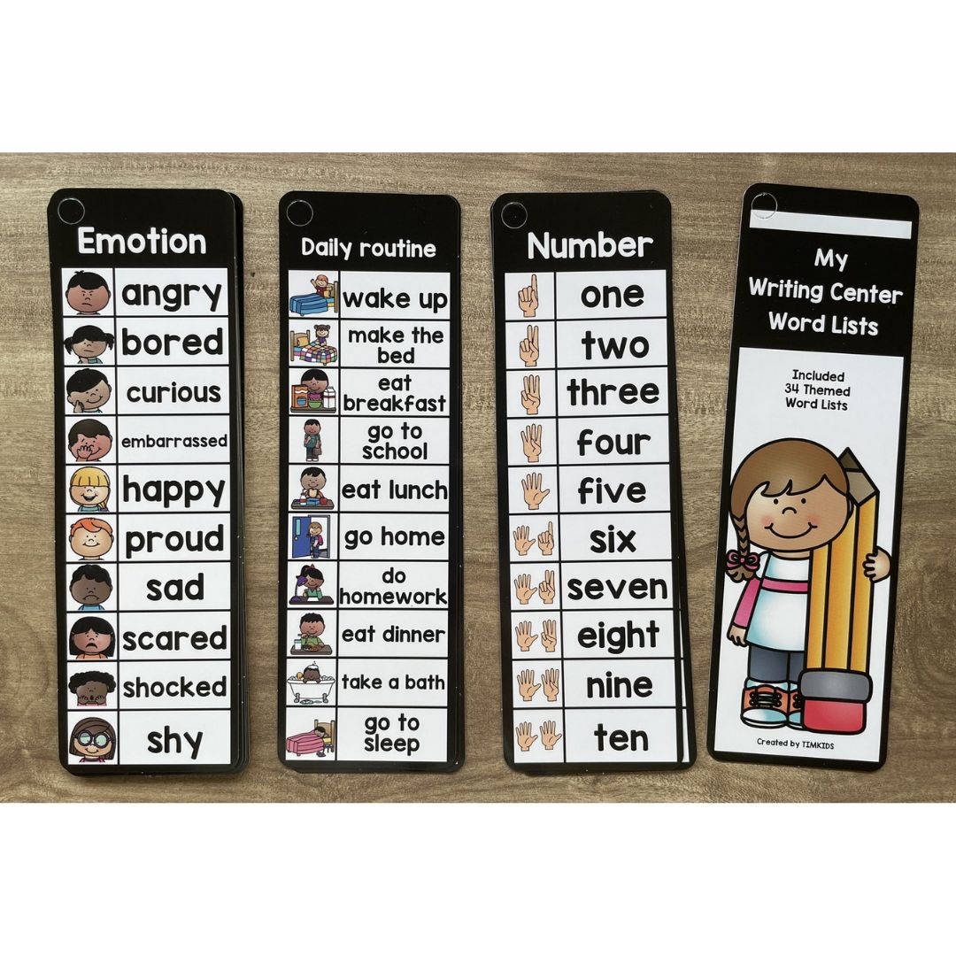 My Writing Center Word Lists (34 Themes / 18 Flashcards / 340 Sight Words in a set) no box