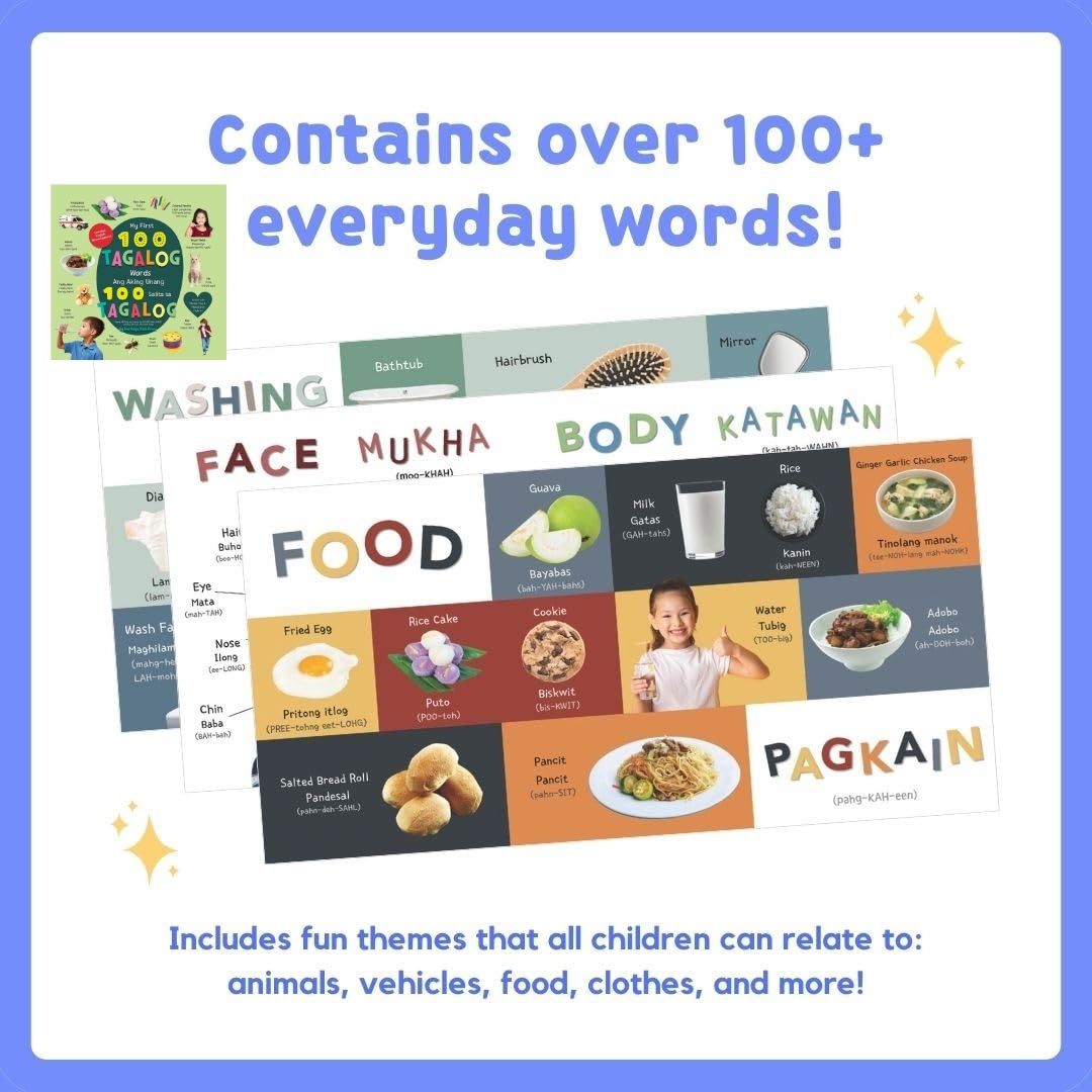 My First 100 Tagalog Words / Ang Aking Unang 100 Salita sa Tagalog by Heritage Kids Press (Bilingual English-Tagalog) Board Book, with SLIGHT DENTS/FOLDS