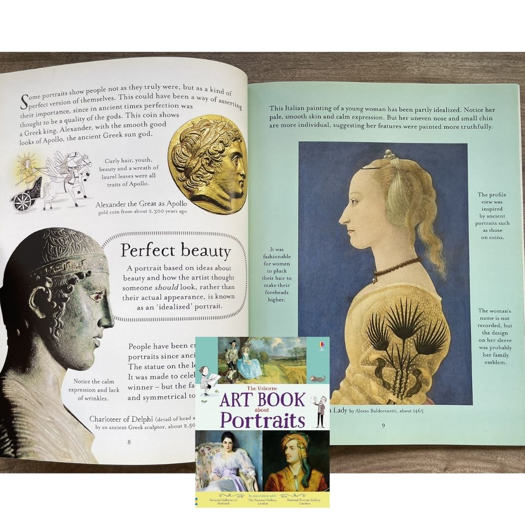 The Usborne Art Book about Portraits (brand new softcover, with SLIGHT FOLDS on book cover)