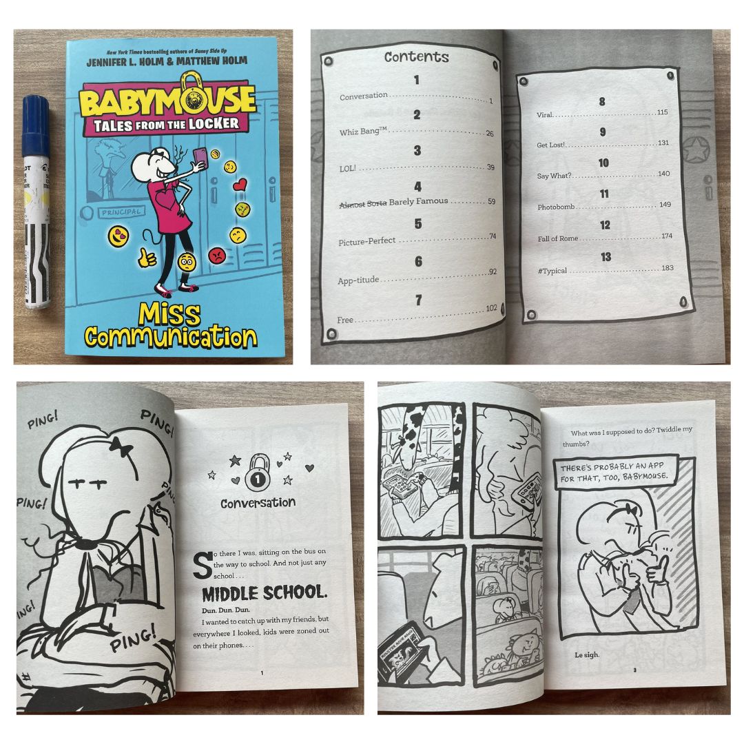 Babymouse Tales from the Locker (3 book series) - brand new softcover chapter books, NO box, with slight dents on the book cover