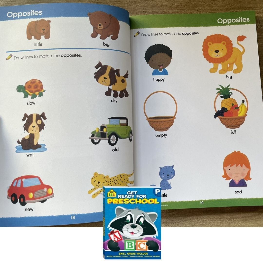 School Zone GET READY for Preschool / Kindergarten / First Grade Workbook (SINGLES) brand new softcover