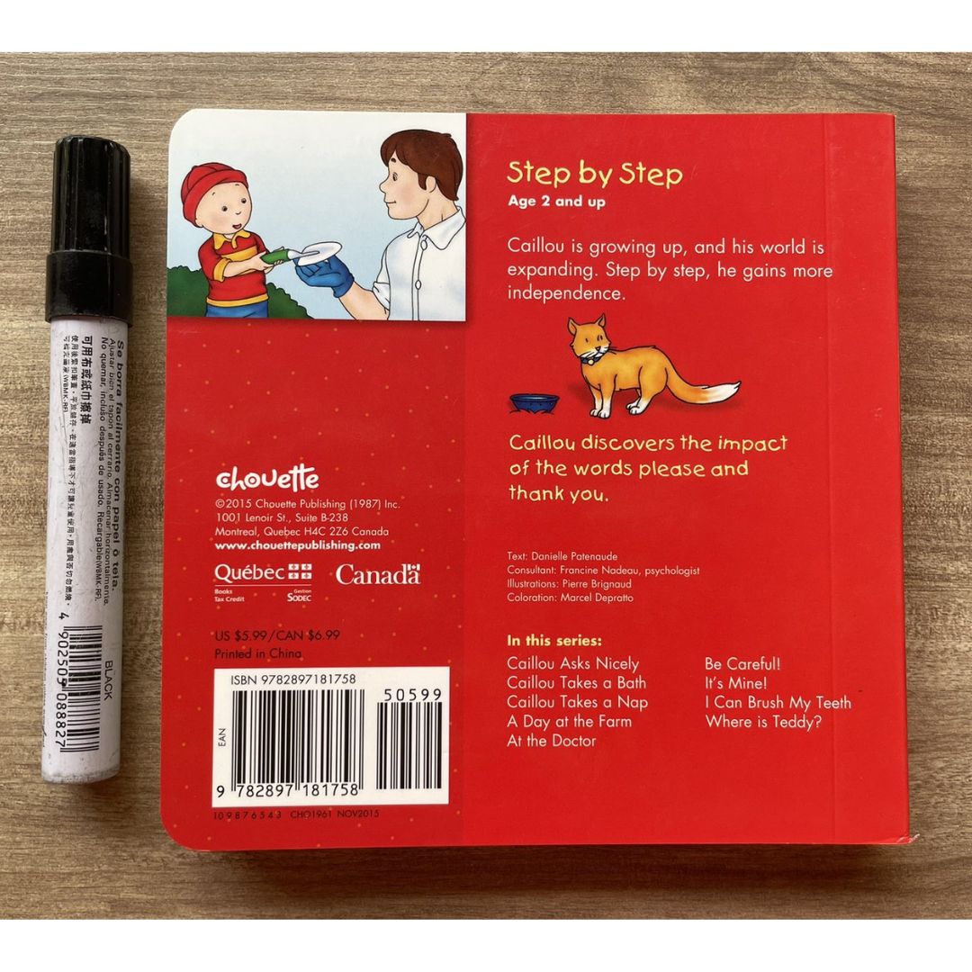 Caillou Asks Nicely // Takes a Nap (SINGLES, brand new Board Book, with SLIGHT DENTS on book cover)