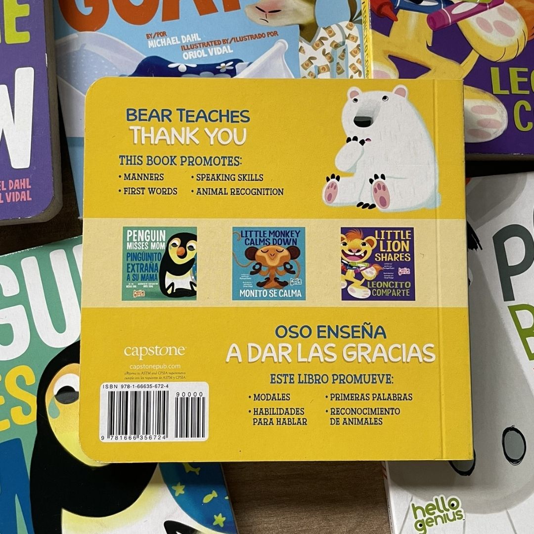 Hello Genius BOARD BOOKS (SINGLES) Little Dinos Don't Push / Just Breathe Bear / Little Lion Shares etc (book covers with SLIGHT DENTS)