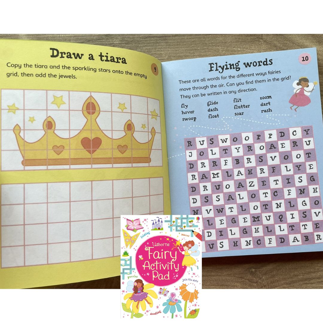 Usborne FAIRY Activity Pad (Tear-off pages, brand new Softcover, 6.1 by 7.7 inches, with SLIGHT FOLDS)