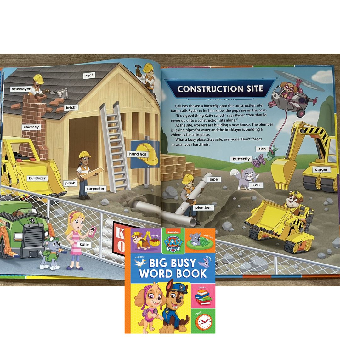 Paw Patrol Big Busy Word Book (brand new Hardcover) - with SLIGHT DENTS on book cover