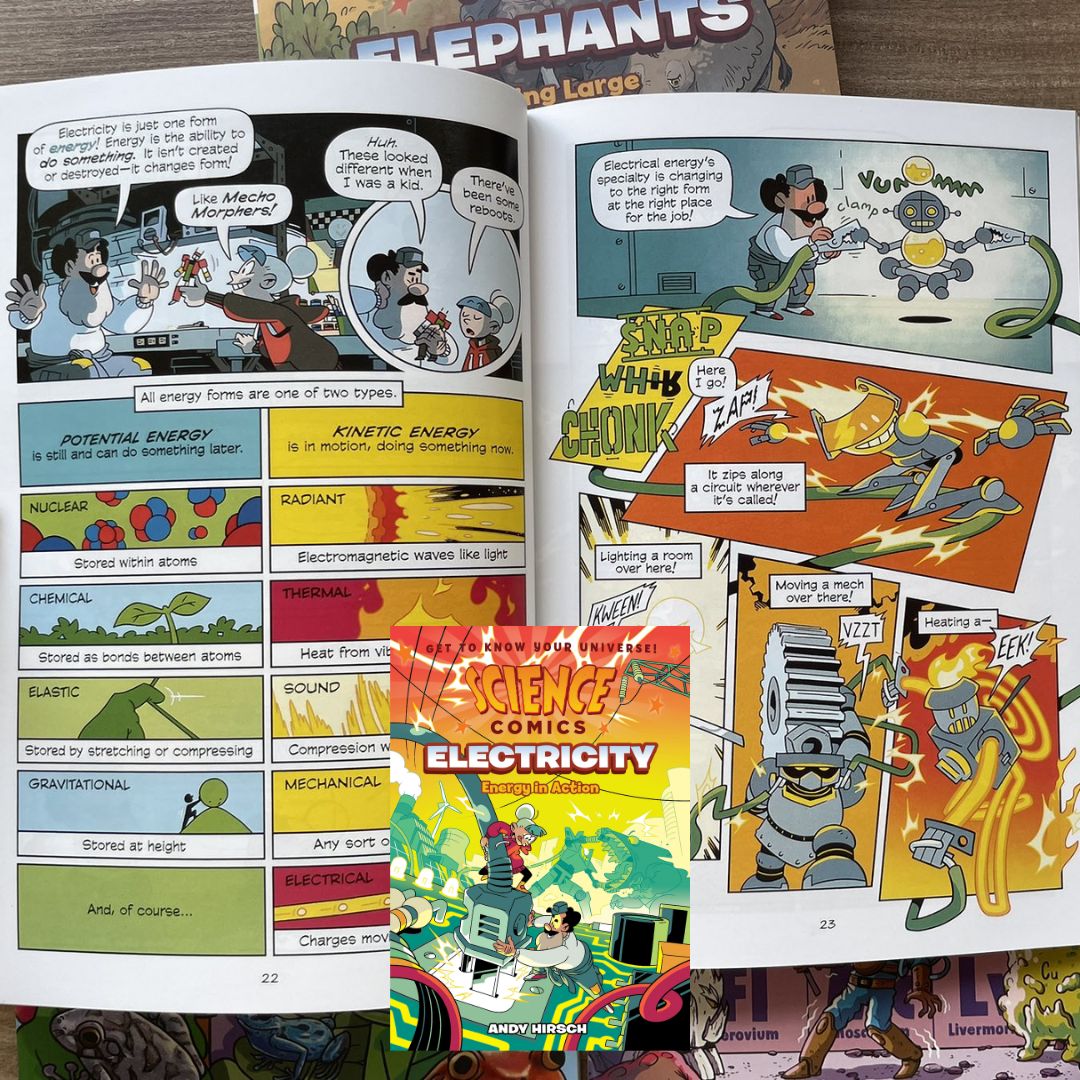 Science Comics (4 books, softcover, no box) (Electricity / Elephants / Frogs / The Periodic Table of Elements)