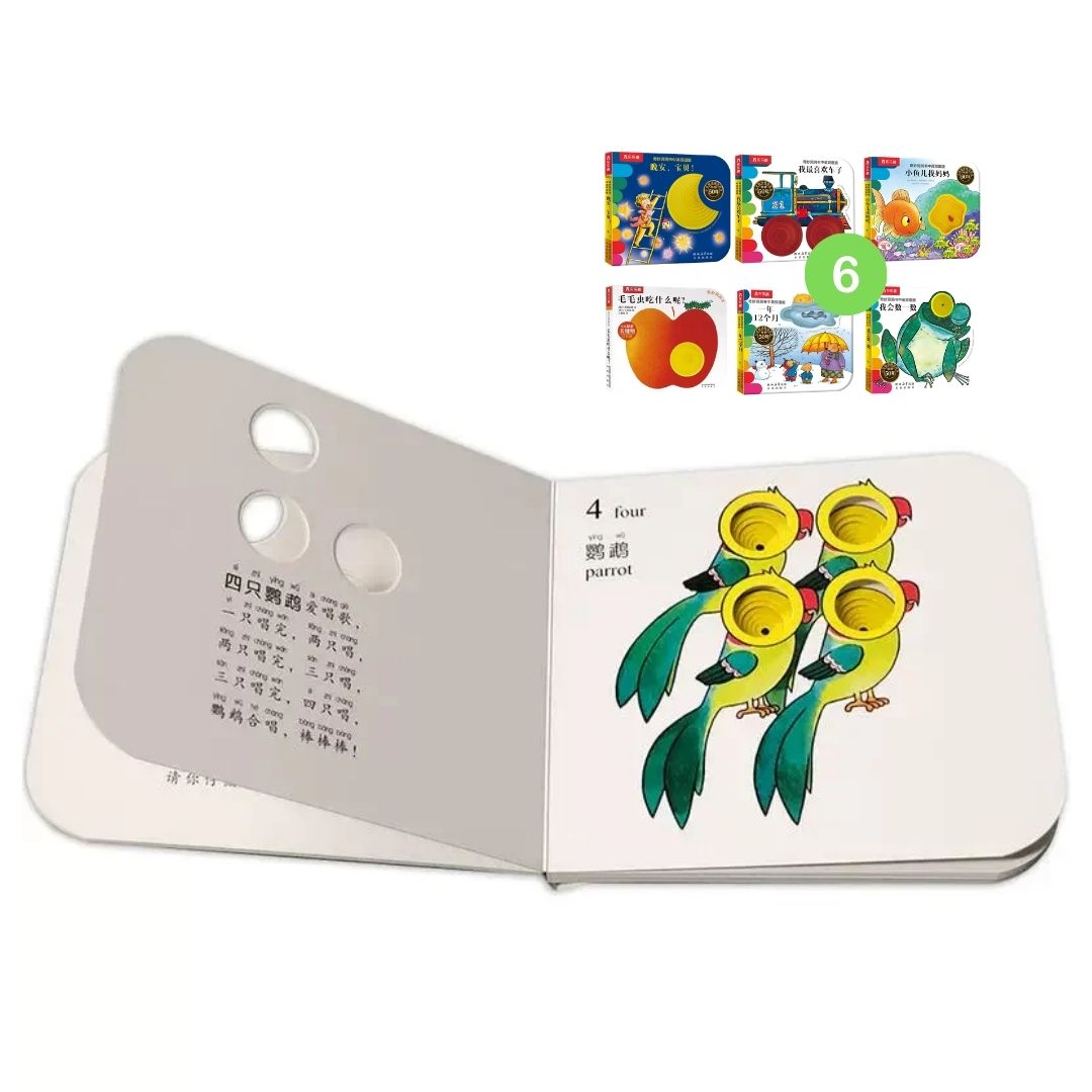 Montessori Early Learning Touch-and-Feel, Pull-Tab & Interactive Design, Sensory & Cognitive Development Picture Board Books for Babies and Toddlers (6 books) [Mandarin (Simplified Chinese Text) with Pinyin]