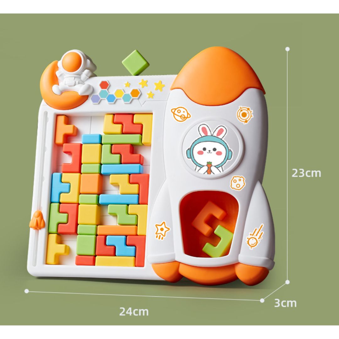 Space Rocket Tetris Blocks (boxed set, brand new, color BLUE)