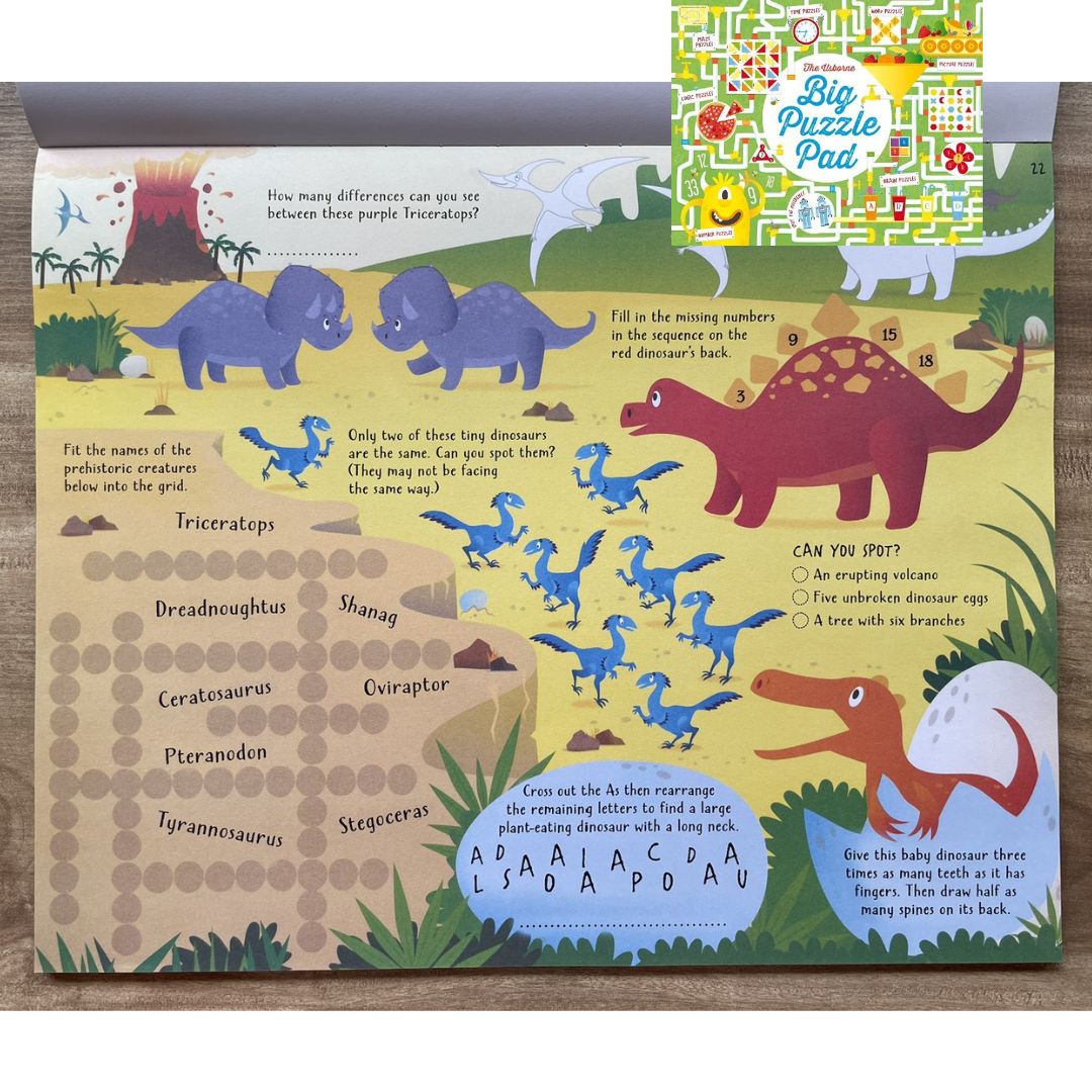 The Usborne Big DOT-TO-DOT / MAZE / PUZZLE Pad (SINGLES, brand new softcover, JUMBO tear-off activity pads) - Book cover with SLIGHT FOLDS
