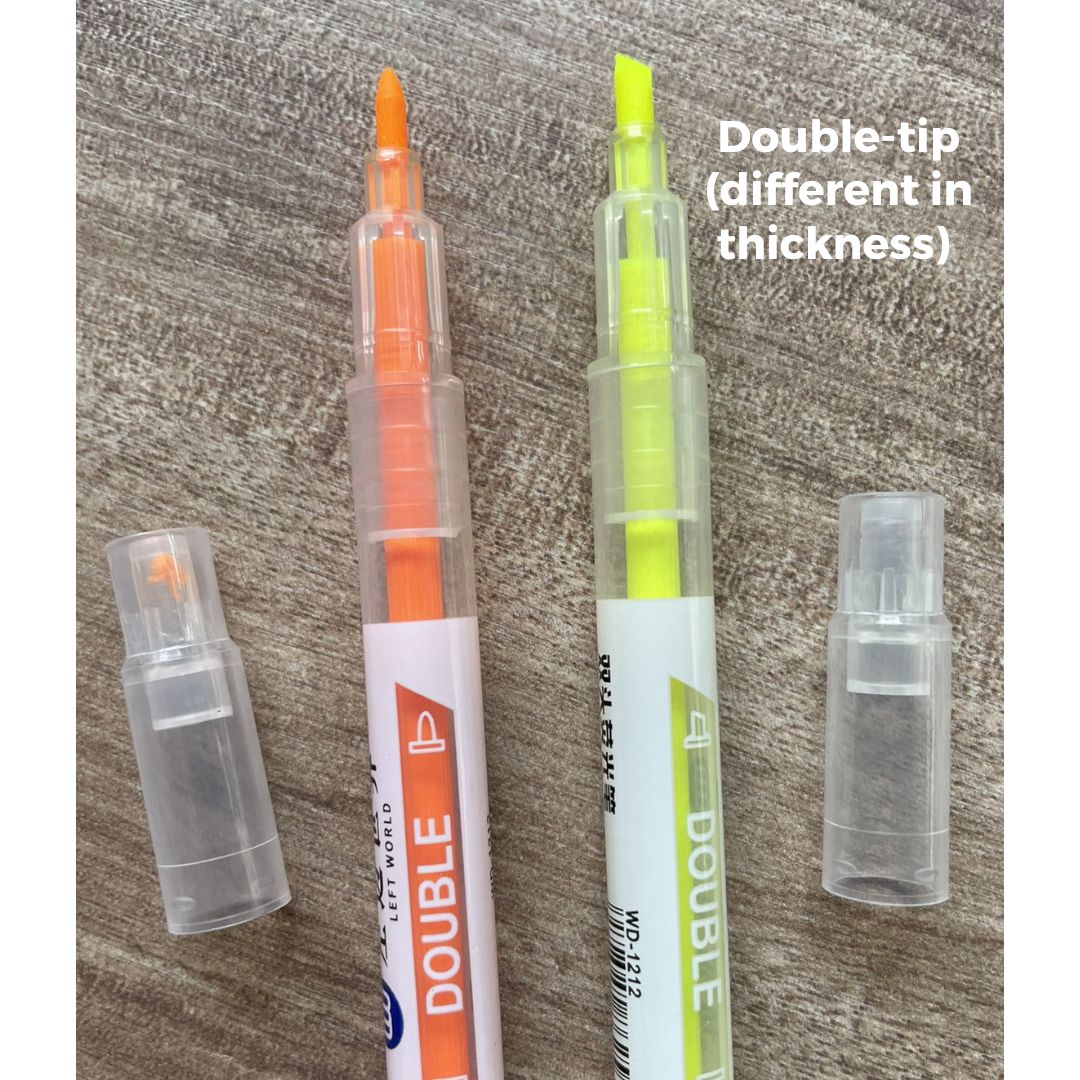 Double-tip Coloured Highlighters (6 pens)