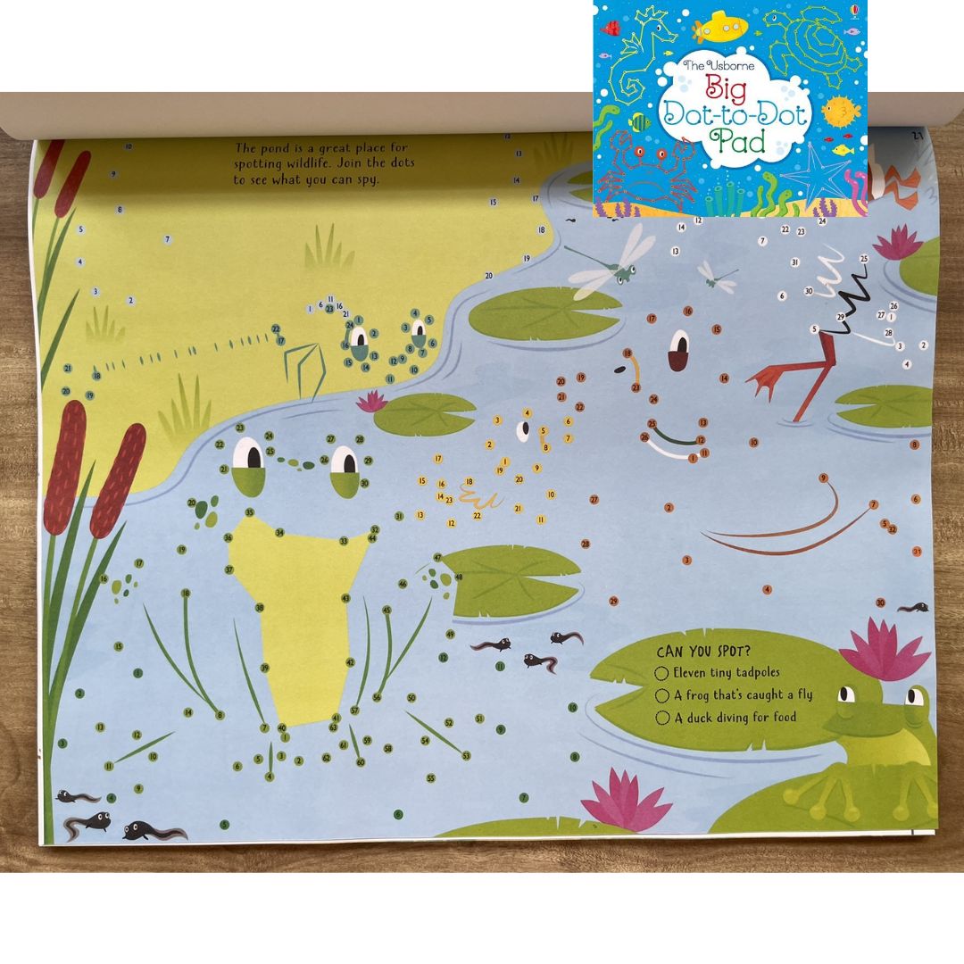 The Usborne Big DOT-TO-DOT / MAZE / PUZZLE Pad (SINGLES, brand new softcover, JUMBO tear-off activity pads) - Book cover with SLIGHT FOLDS