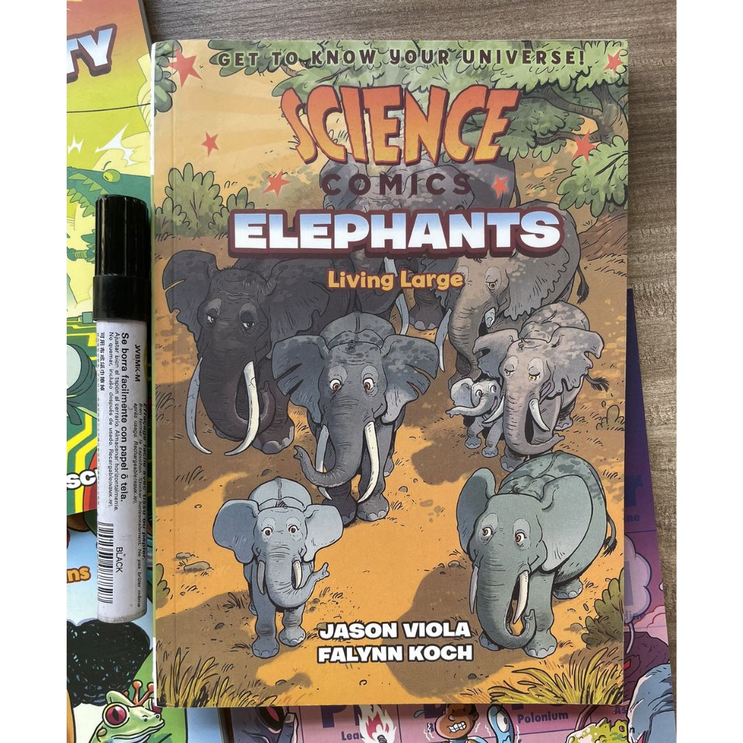 Science Comics (4 books, softcover, no box) (Electricity / Elephants / Frogs / The Periodic Table of Elements)
