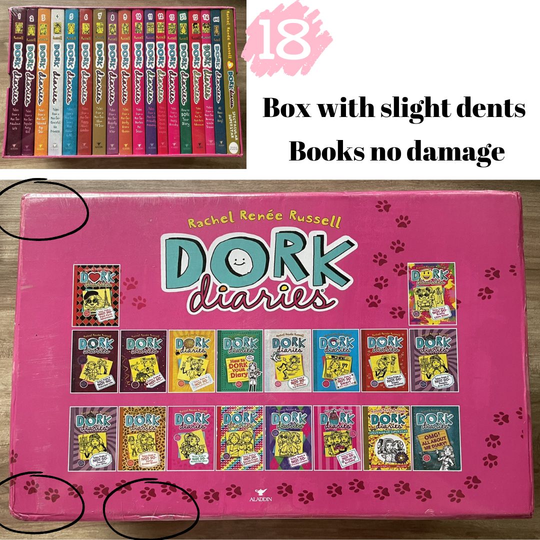 Dork Diaries 18 books (brand new softcover, BOX SET w/ slight DENTS,  8 by 5.5 inches each book)