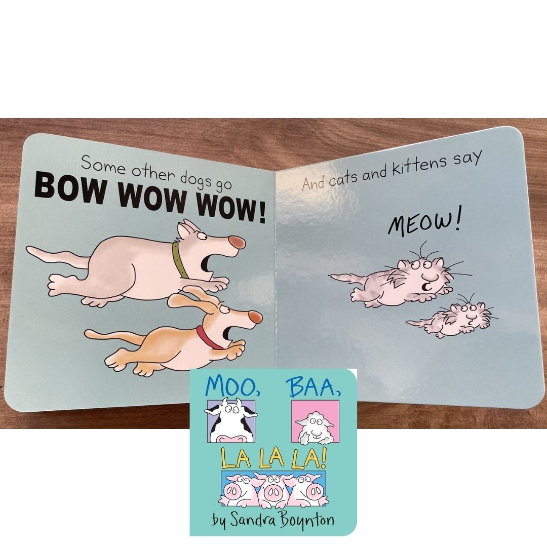 Moo, Baa, La La La! (by Sandra Boynton) brand new board book, with SLIGHT TEAR and DENTS on book cover