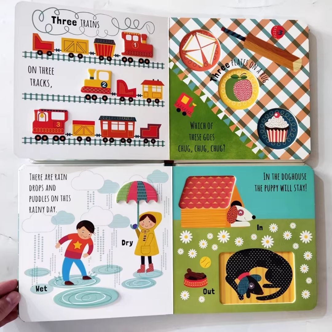 IN and OUT Board Books (SINGLES) Colors / Numbers / Opposites / Shapes (brand new, with SLIGHT DENTS on book cover)