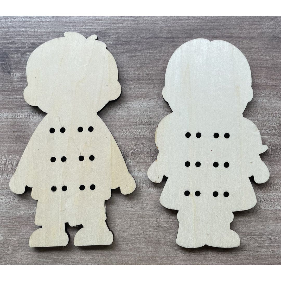 Montessori Early Education Wear Buttons (Singles) - Boy (brand new wooden educational toy boxed set, box with dents and folds)