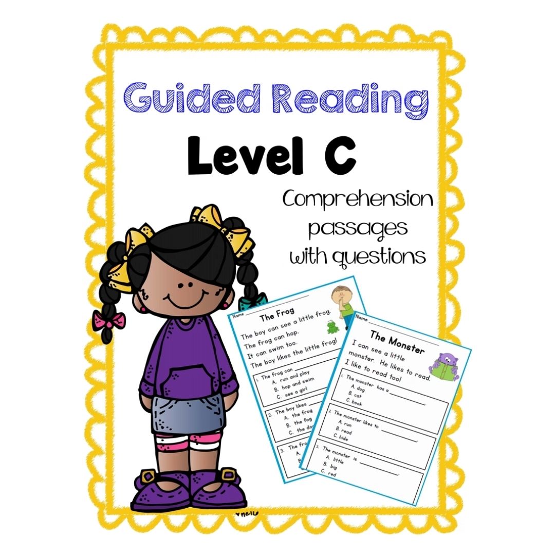 English Reading Comprehension & Phonics Worksheets / Workbook for Kids | Guided Reading Levels C–L | School-Recommended Early Literacy Practice (SINGLES)