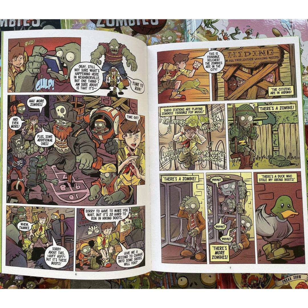 Plants vs. Zombies, COMICS (7 books) (Pls. Choose from SET 1 or 2) brand new hardcover, no box, with SLIGHT DENTS on book cover
